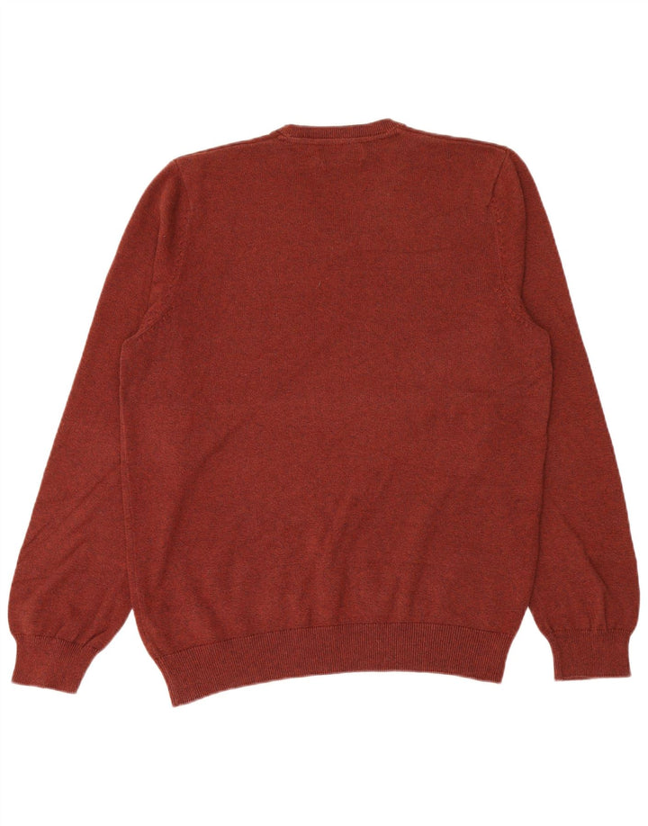 Marks & Spencer Pull col V pour homme en coton moucheté rouge Taille L
