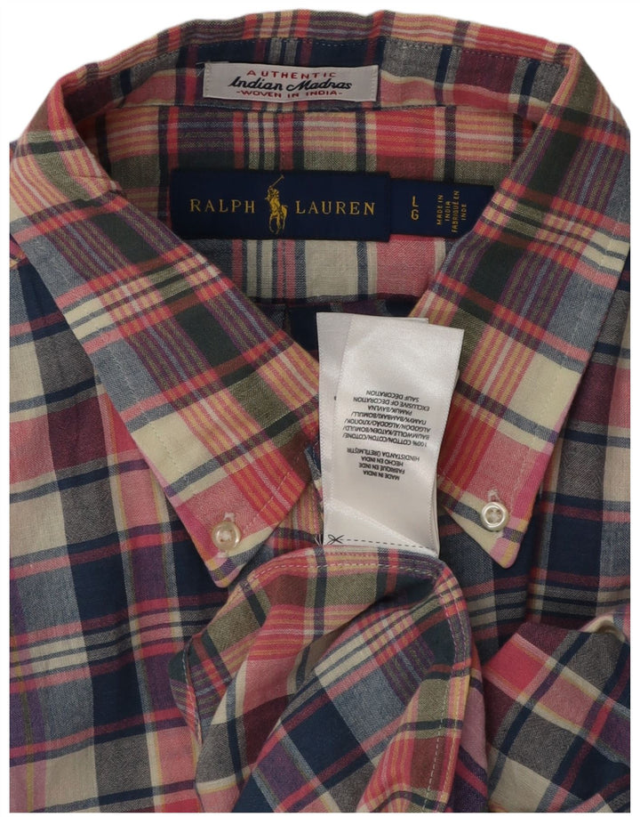 Ralph Lauren Chemise à manches courtes pour homme en coton à carreaux multicolores