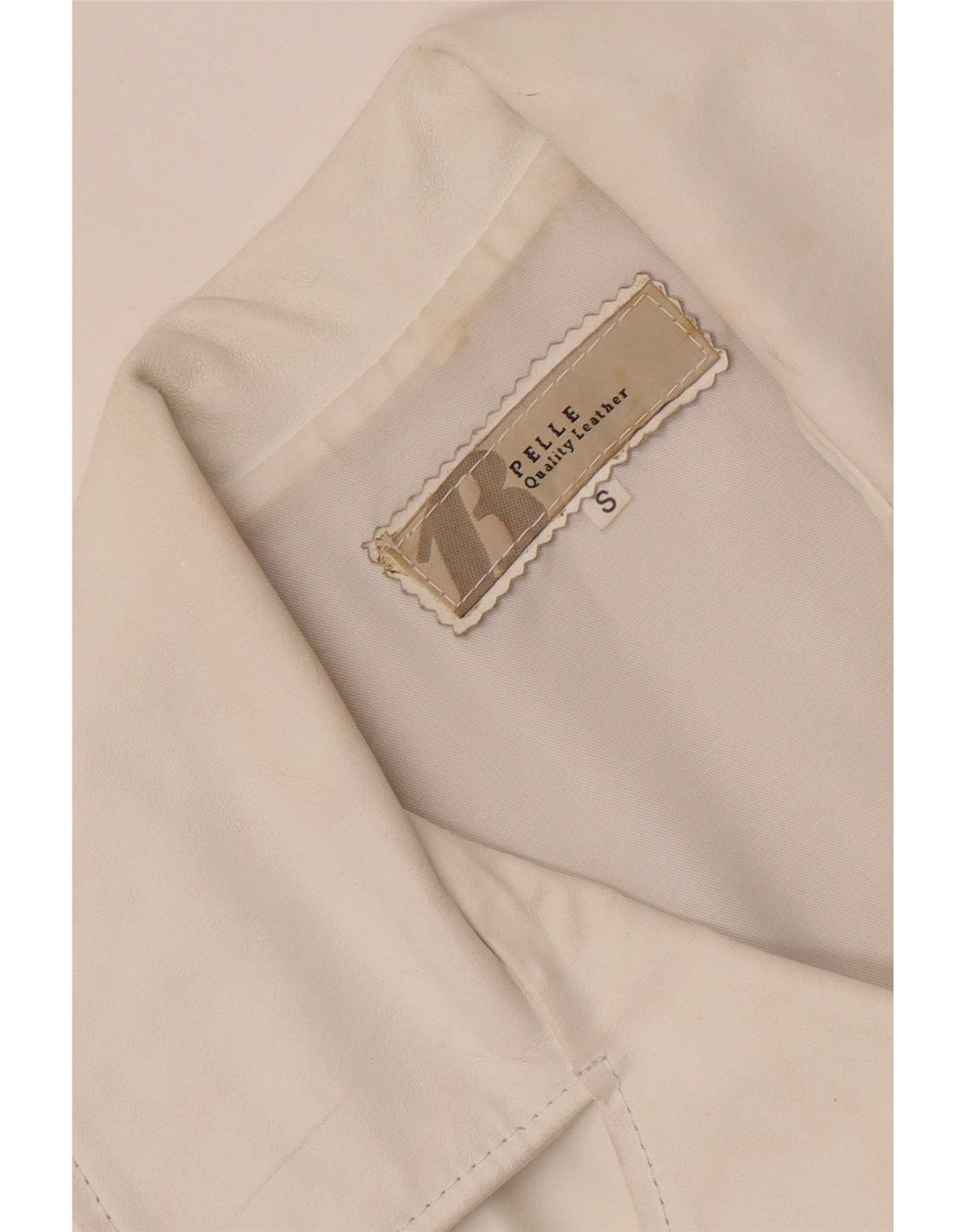 vintage Femme 3 Boutons Veste Blazer En Cuir UK 10 Petit Blanc