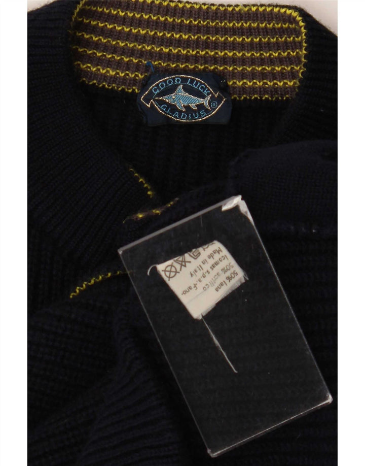 Good Luck Pull Cardigan Homme Laine Bleu Marine Moyen