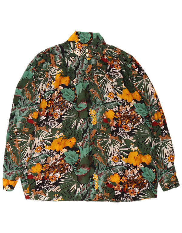 Chemise à manches longues femme vintage UK 22 3XL Vert Floral