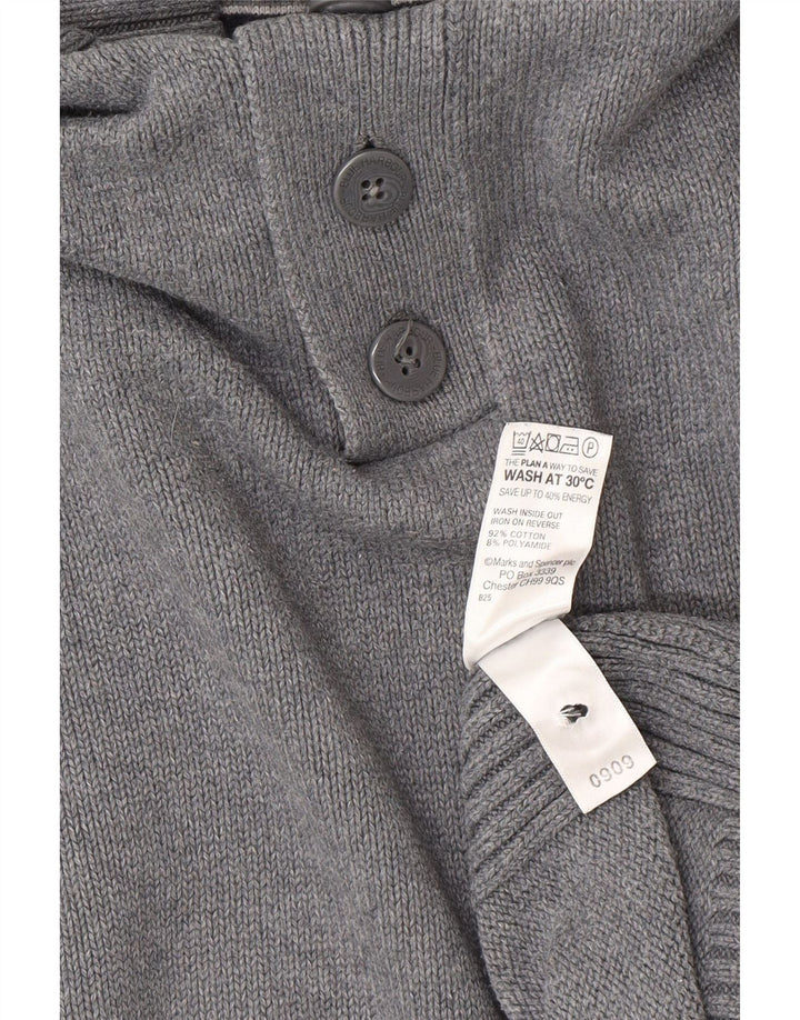 Marks & Spencer Pull bleu Harbour à col boutonné pour homme 2XL Gris