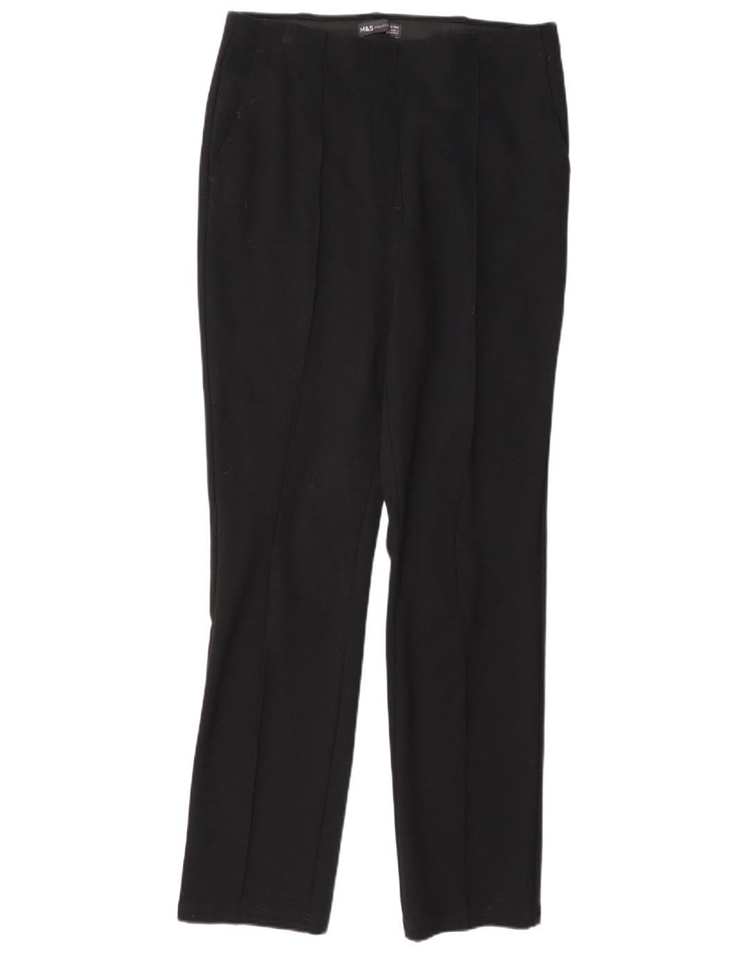 Marks & Spencer Pantalon de costume droit pour femme UK 12 Medium W32 L30 Noir
