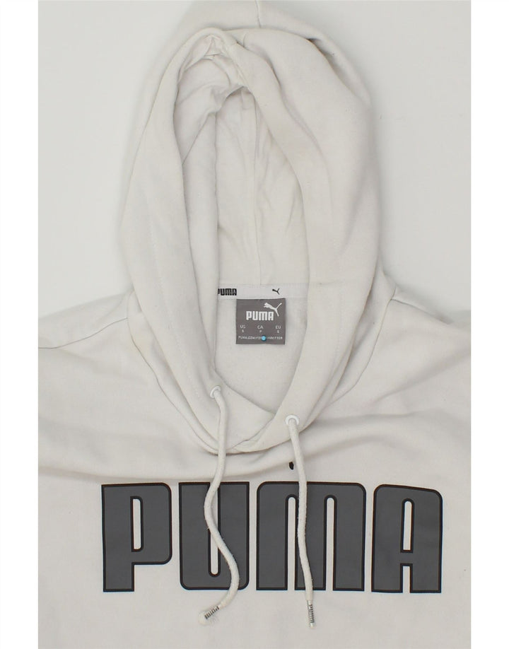 PUMA Mens Graphic Hoodie Jumper Small White Cotton Vintage Puma and Second-Hand Puma from Messina Hembry 
