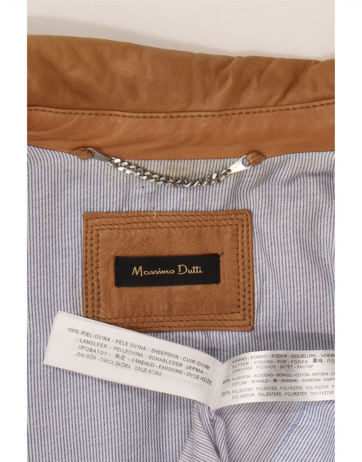 Massimo Dutti Veste en cuir court pour femme UK 12 Peau de mouton beige moyen