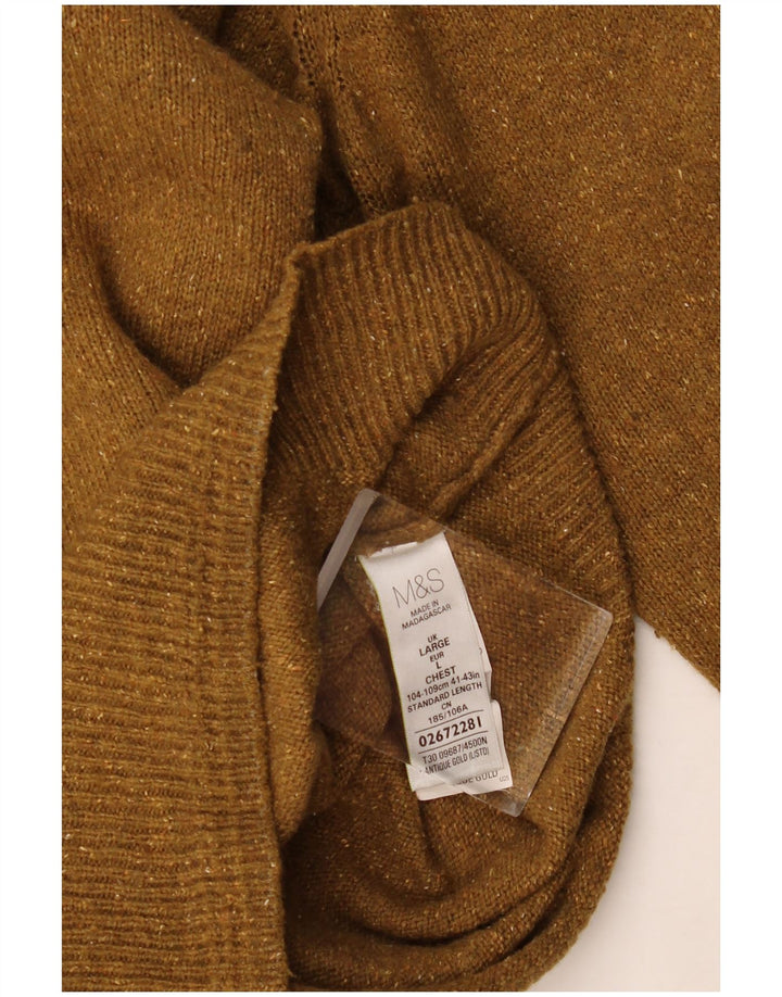 Marks & Spencer Pull à col rond pour homme en laine mouchetée kaki