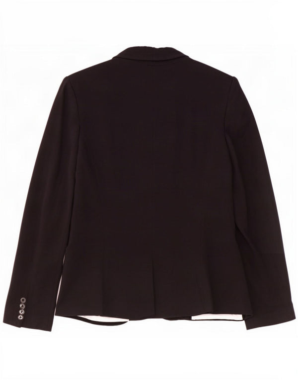 Zara Veste Blazer 1 Bouton Femme UK 10 Petite Viscose Noire