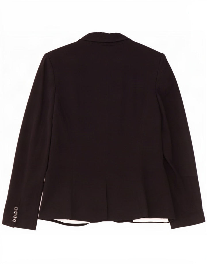 Zara Veste Blazer 1 Bouton Femme UK 10 Petite Viscose Noire