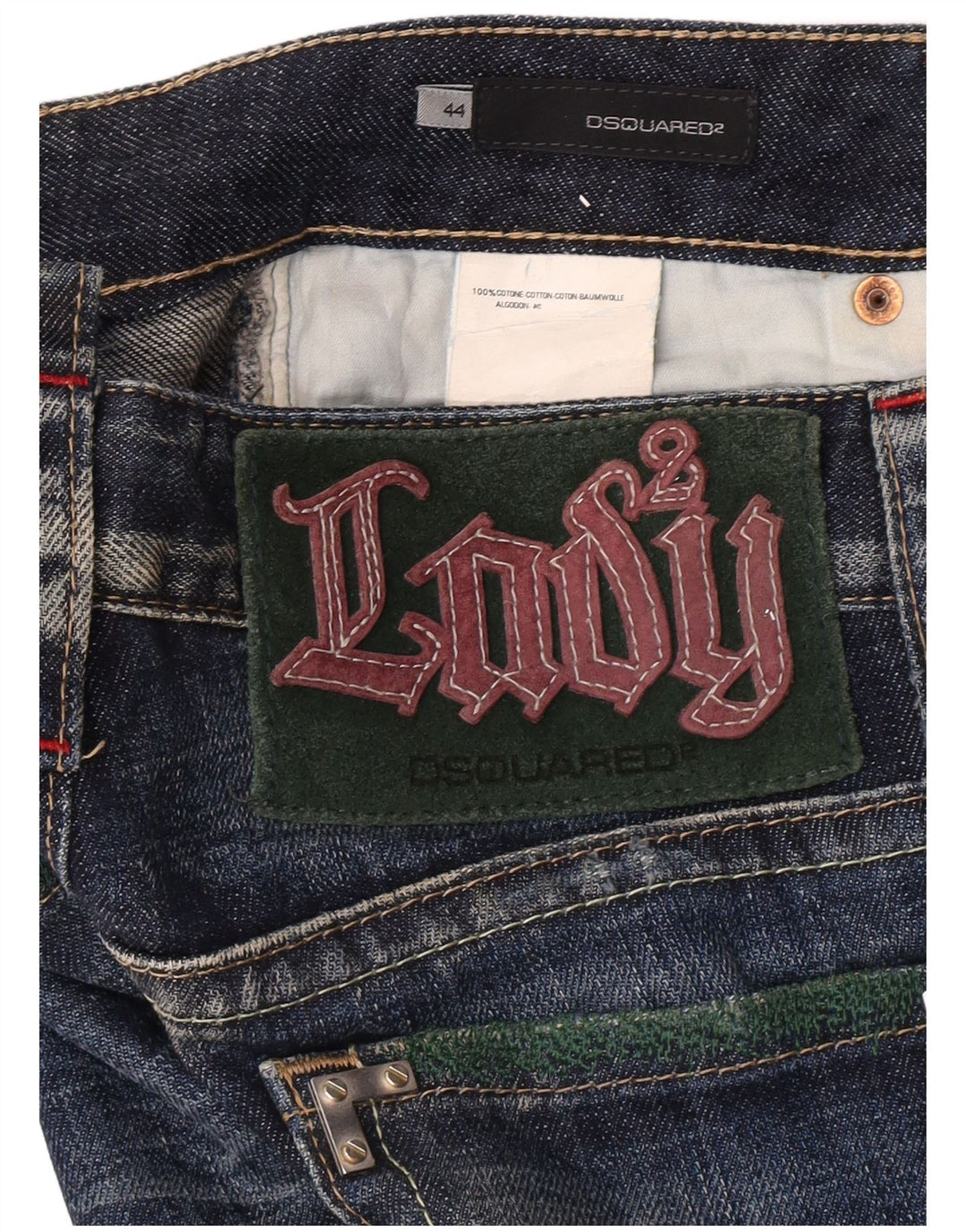 Dsquared2 Jean droit super bas pour femme IT 44 Medium W32 L35 Bleu à pois