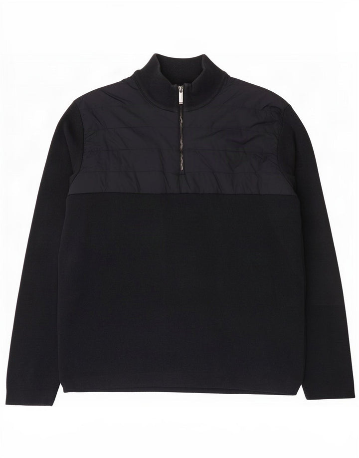 Massimo Dutti Pull col zippé pour homme en coton bleu marine Taille L
