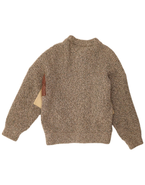 vintage Mens Cardigan Sweater IT 52 Grande laine mouchetée grise