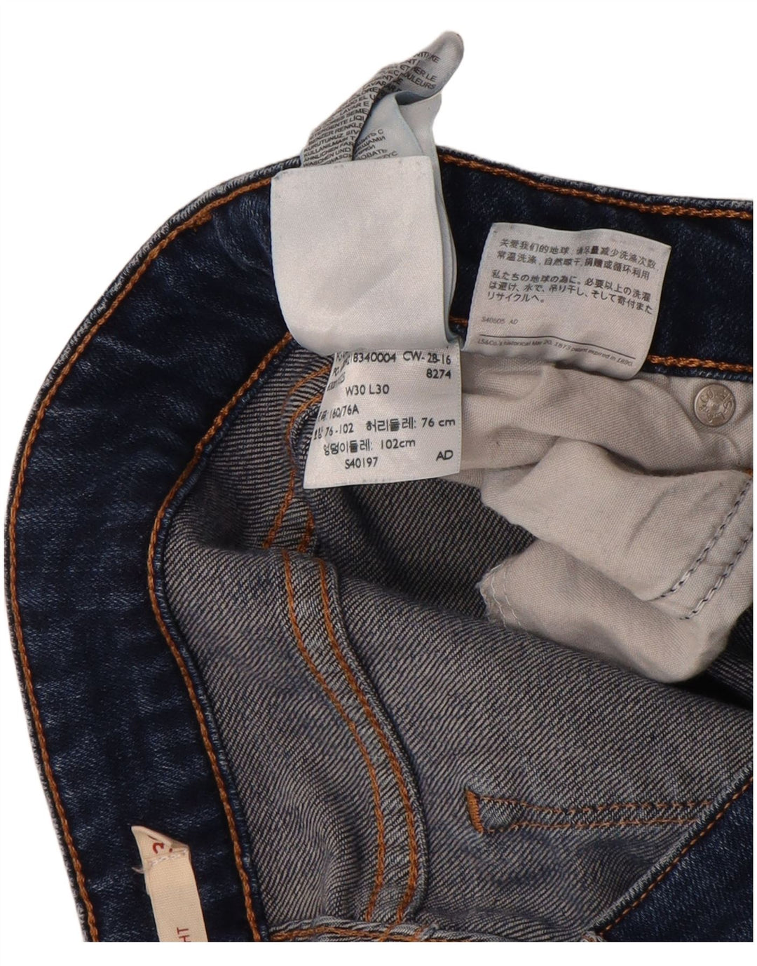 Levi's Jean Droit 714 Femme W30 L30 Bleu Coton
