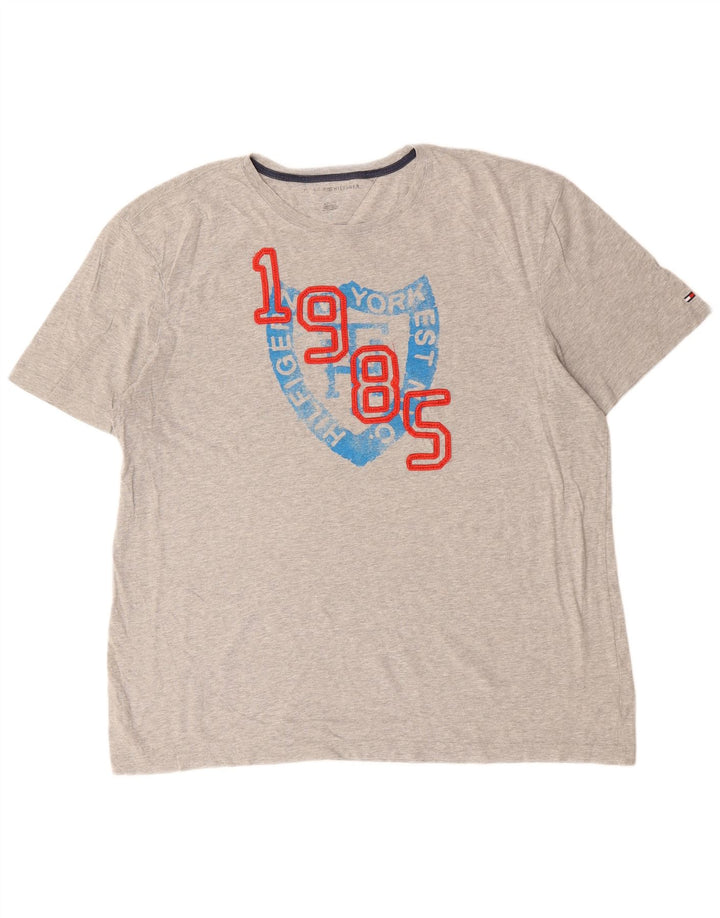 TOMMY HILFIGER T-Shirt Graphique Homme XL Gris Coton