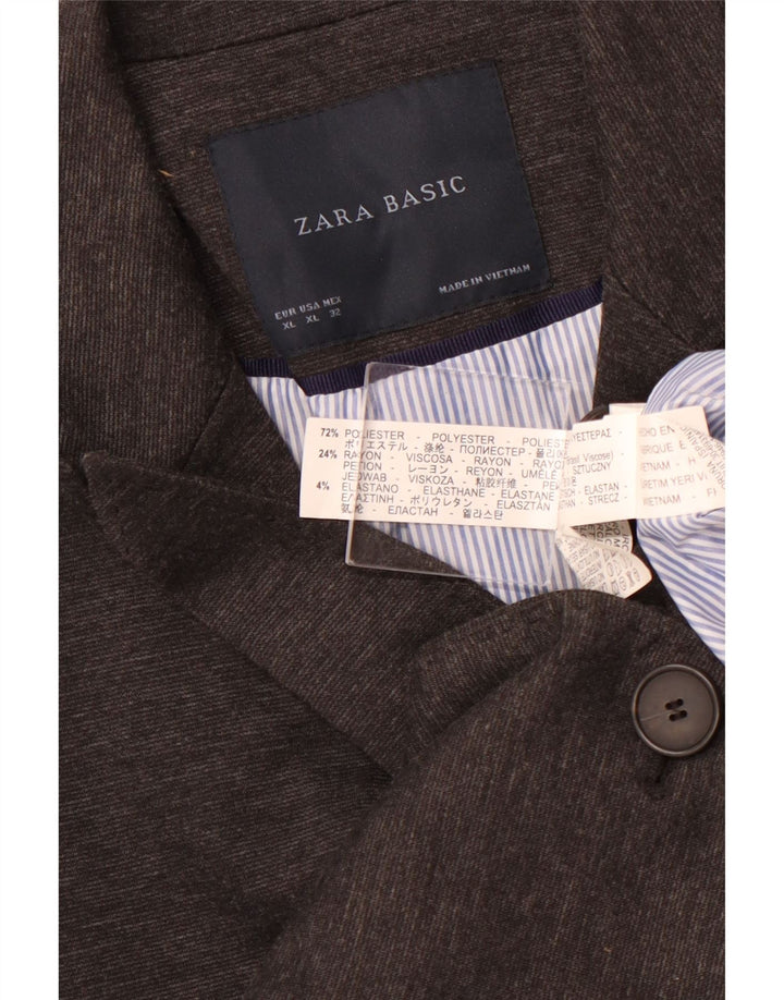 ZARA Femme 1 Bouton Blazer Veste UK 18 XL Gris Polyester