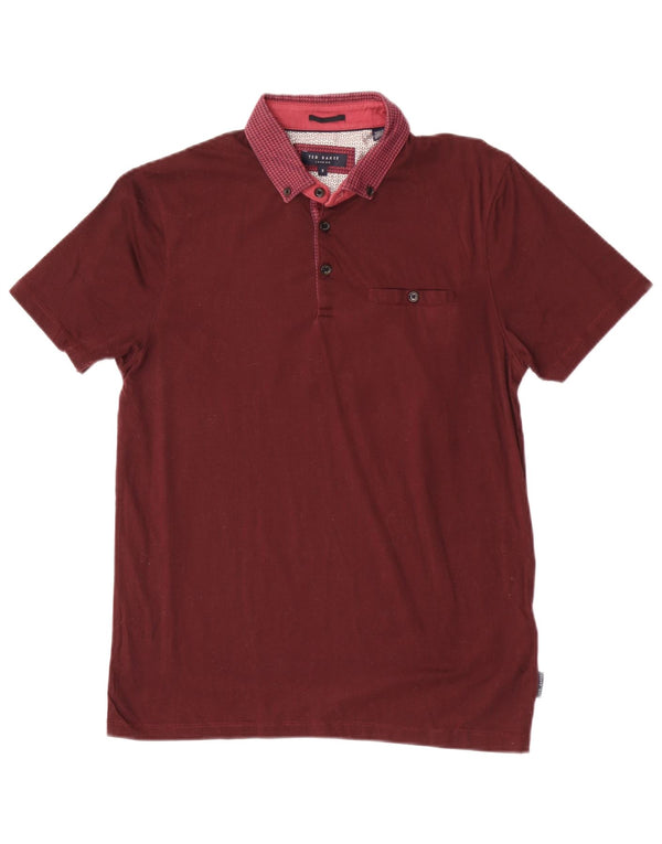 Ted Baker Polo Homme Taille 3 Coton Géométrique Marron Moyen