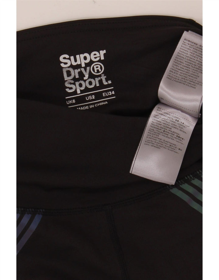 SUPERDRY Leggings graphiques pour femmes UK 6 Small Noir Polyester