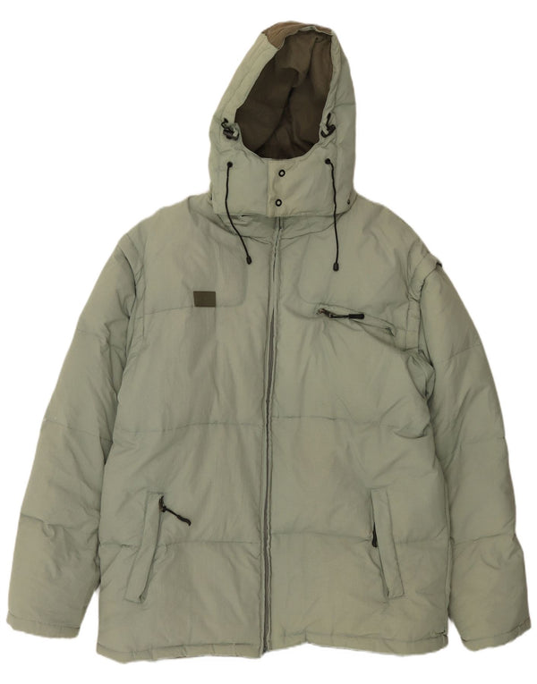 Fila Veste matelassée à capuche pour hommes UK 44 2XL Vert Polyamide
