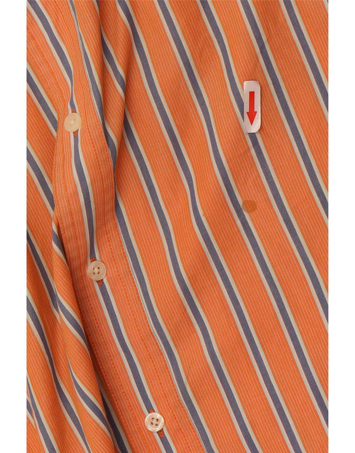 Chaps Chemise à manches courtes pour homme en coton rayé orange