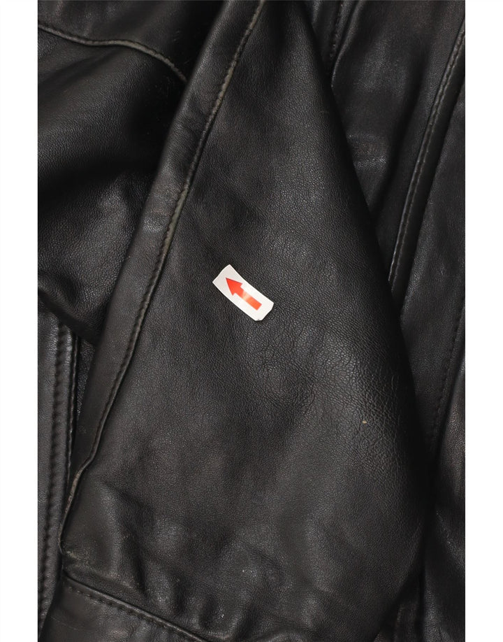 VINTAGE Veste en cuir homme UK 40 Grand cuir noir