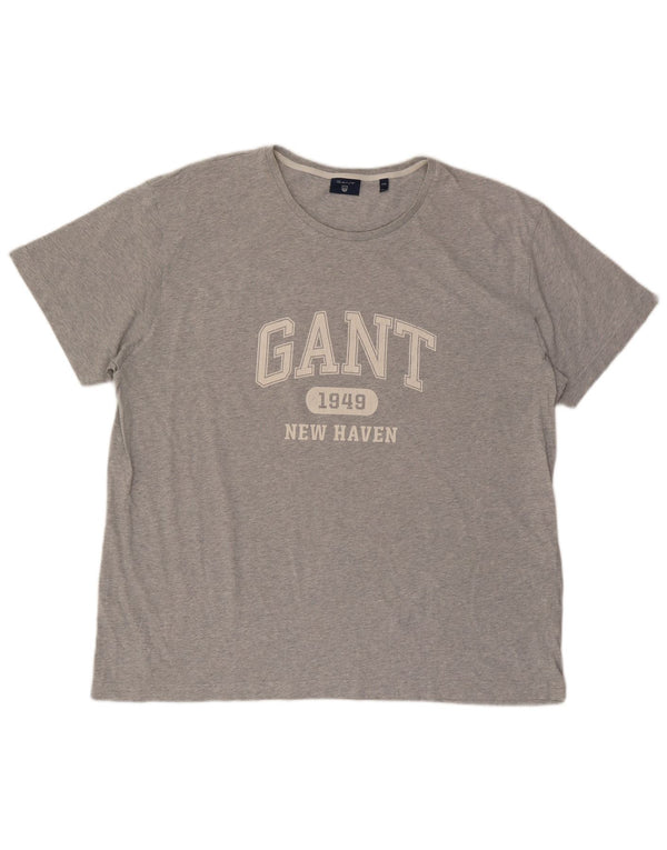 Gant T-Shirt Graphique Homme Top 4XL Gris Moucheté Coton