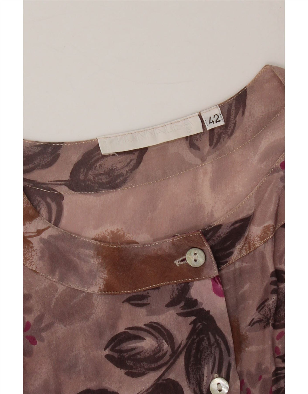 MONNALISA Womens Shirt Blouse IT 42 Medium Brown Floral Acetate Vintage Monnalisa and Second-Hand Monnalisa from Messina Hembry 