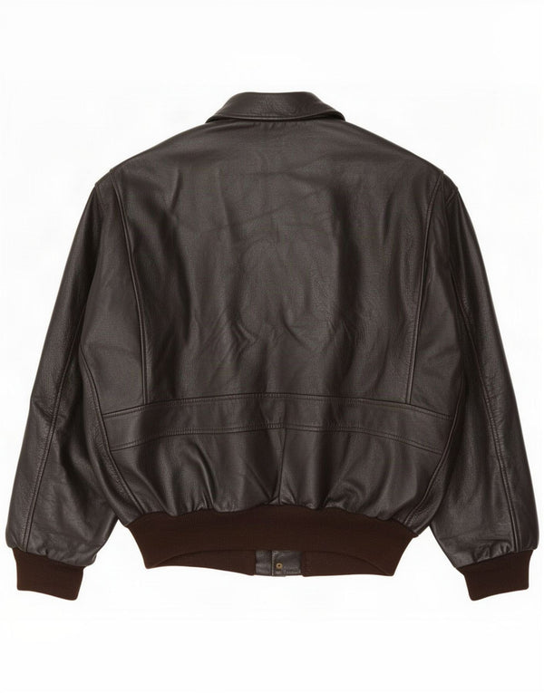 Veste d'aviateur en cuir vintage pour homme UK 40 Large Marron