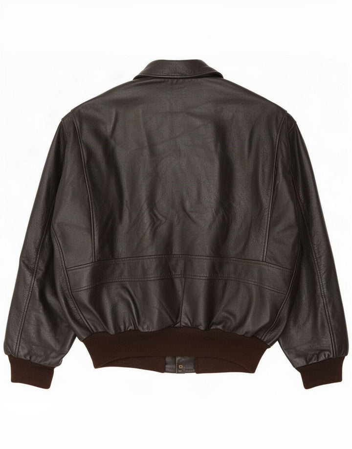 Veste d'aviateur en cuir vintage pour homme UK 40 Large Marron