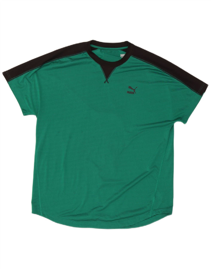 Puma T-Shirt Graphique Top XL Homme Vert Colorblock Polyester