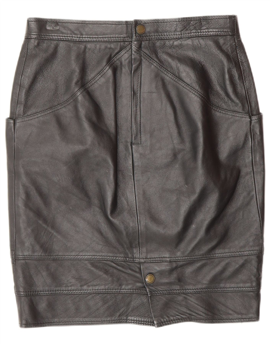 VINTAGE Jupe en cuir femme IT 44 Medium W28 Cuir noir