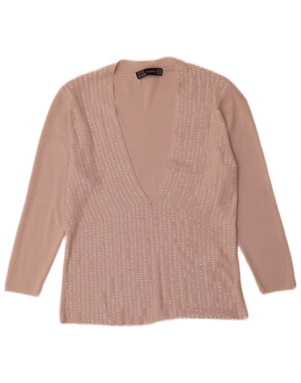 Zara Womens Blouse Top UK 14 Grande Rayonne Rose