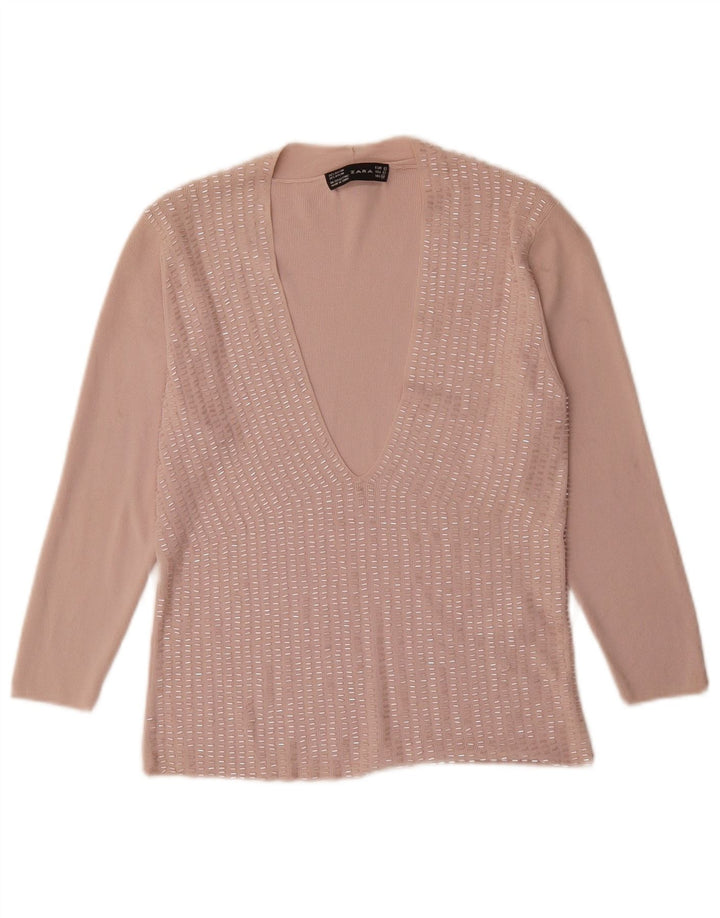 Zara Womens Blouse Top UK 14 Grande Rayonne Rose