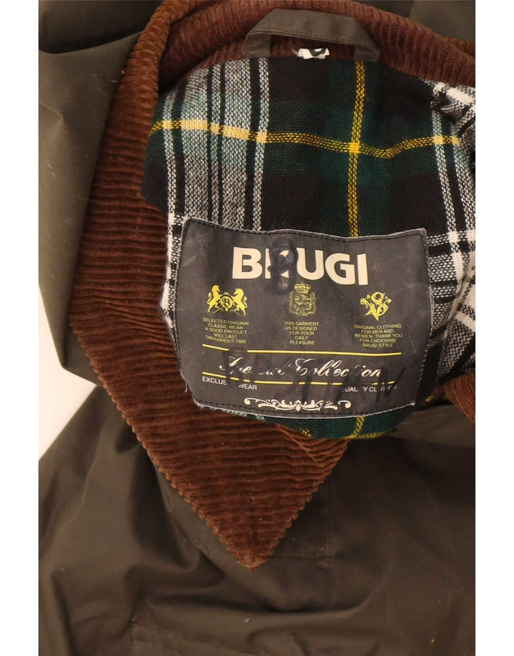 Brugi Veste en coton ciré pour homme UK 40 Large Kaki Colourblock