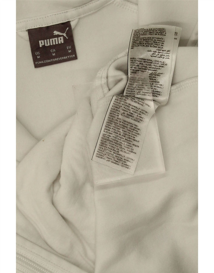 PUMA Womens Zip Hoodie Sweater UK 14 Medium White Cotton Vintage Puma and Second-Hand Puma from Messina Hembry 