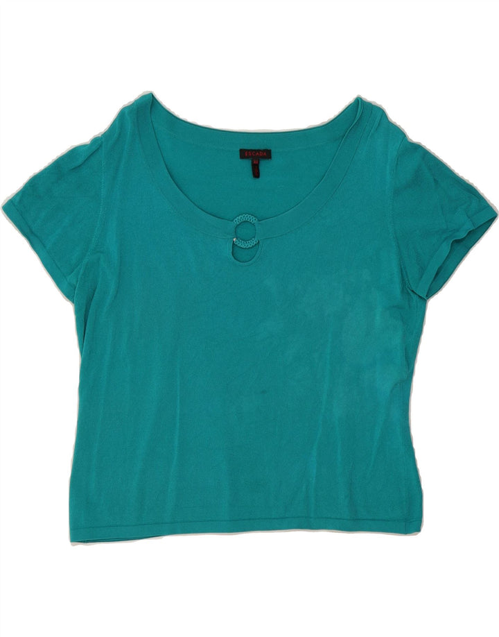 ESCADA Womens Crop Blouse Top IT 44 Medium Green Viscose Vintage Escada and Second-Hand Escada from Messina Hembry 