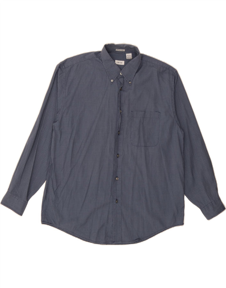 IZOD Mens Shirt Large Navy Blue Check Cotton Vintage Izod and Second-Hand Izod from Messina Hembry 