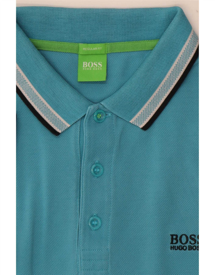Hugo Boss Polo Regular Fit Rayé Bleu Moyen Homme
