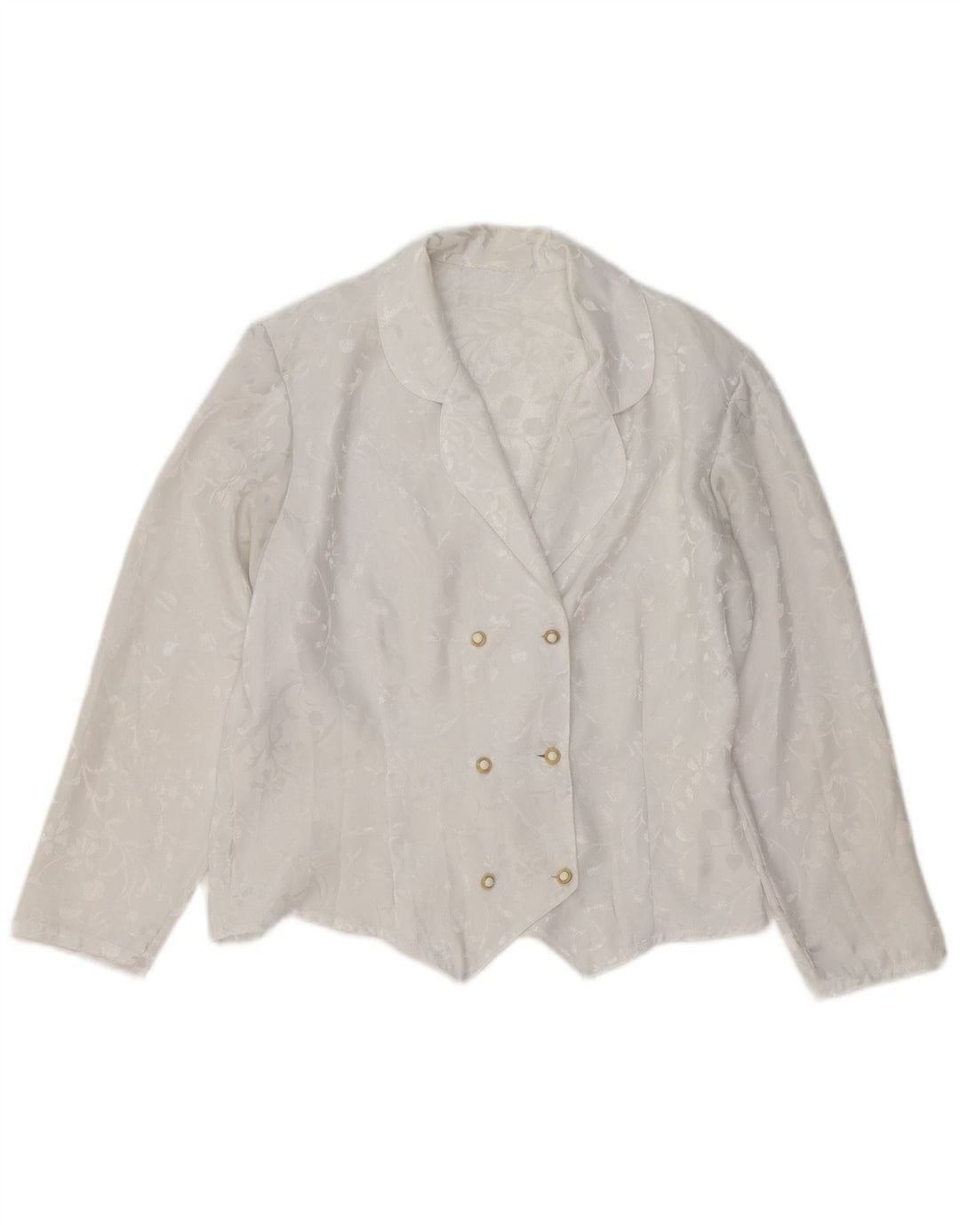 vintage Femmes 3/4 Manches Blazer Veste UK 14 Moyen Blanc Floral
