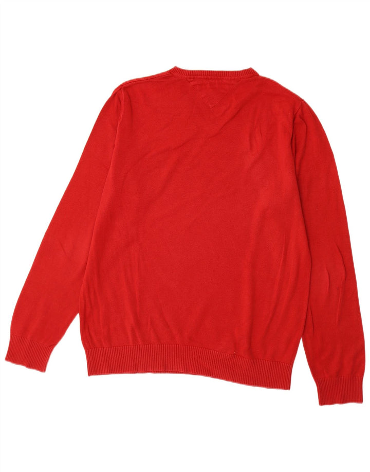 TOMMY HILFIGER Pull Col V Homme Rouge Moyen Coton