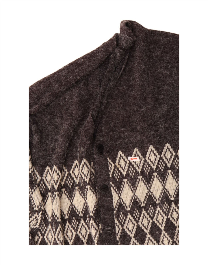 VINTAGE Pull Cardigan Homme XL Gris Argyle/Diamant