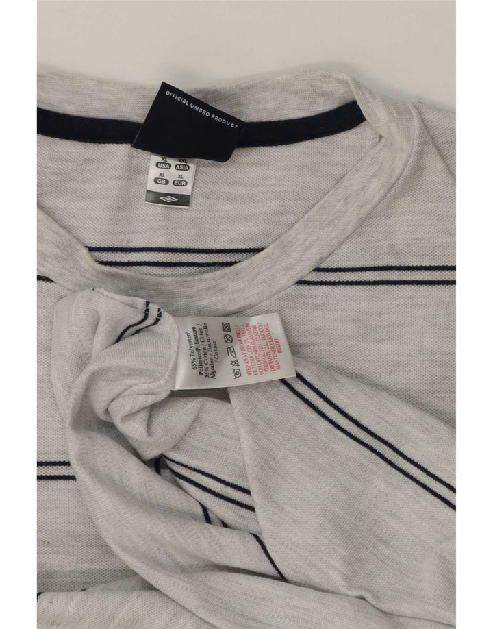 Umbro T-Shirt Top XL Gris Rayé Polyester Homme