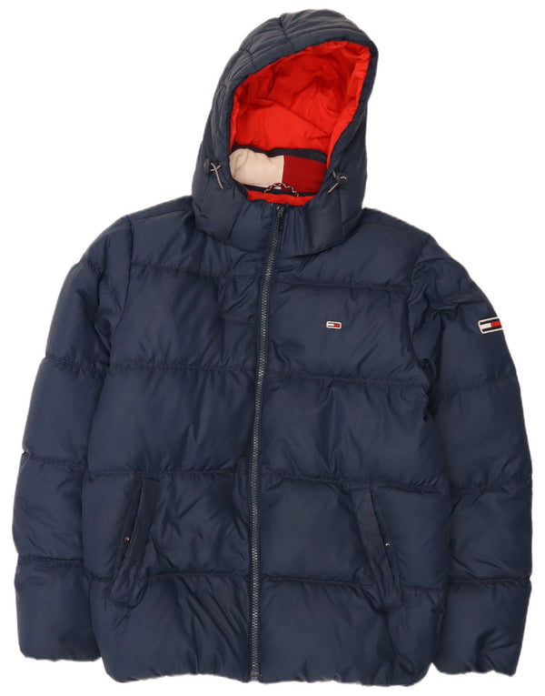 Tommy Hilfiger Veste matelassée à capuche pour homme UK 42 XL Bleu marine Polyester