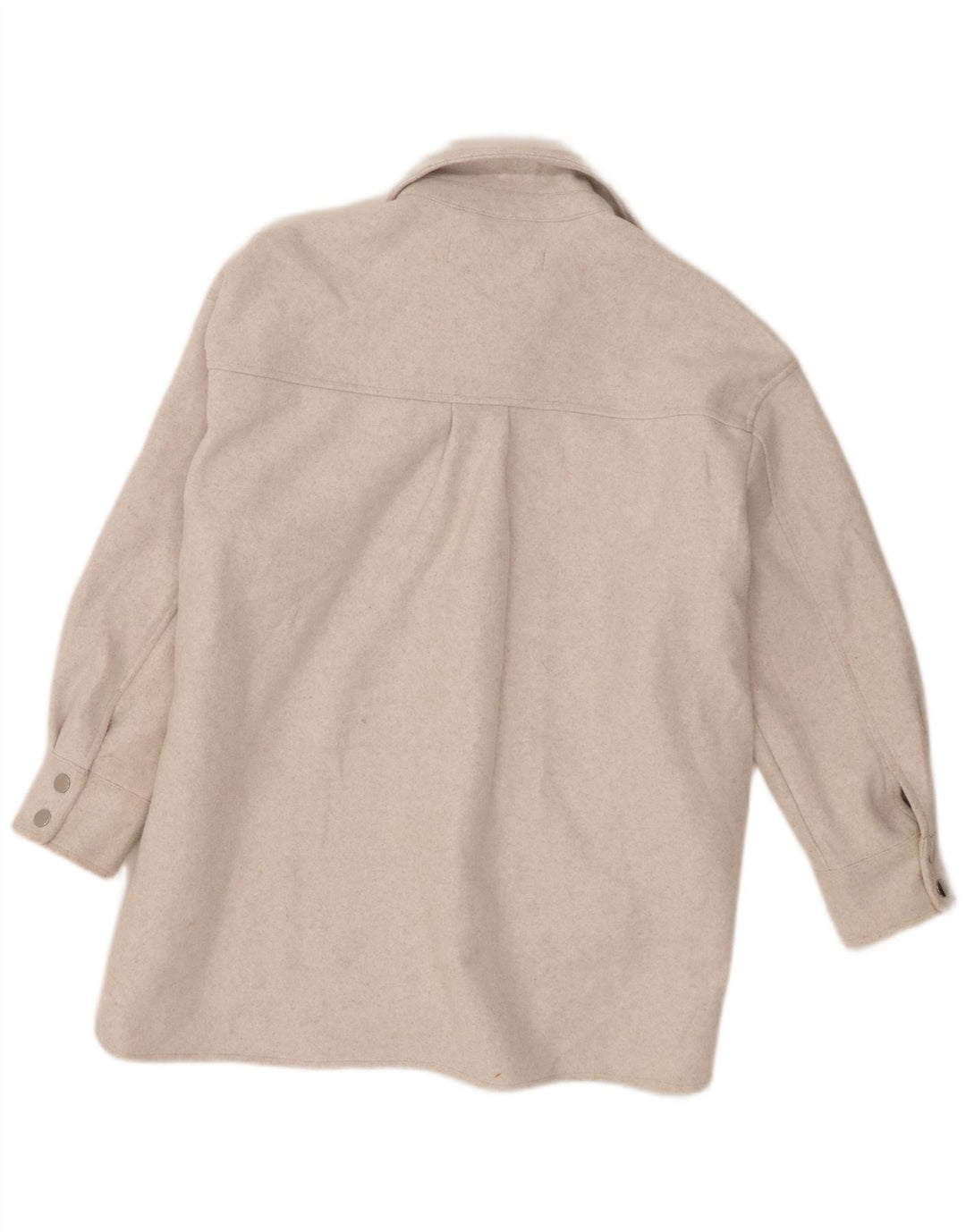 Zara Veste Shacket Femme UK 6 XS Beige Polyester