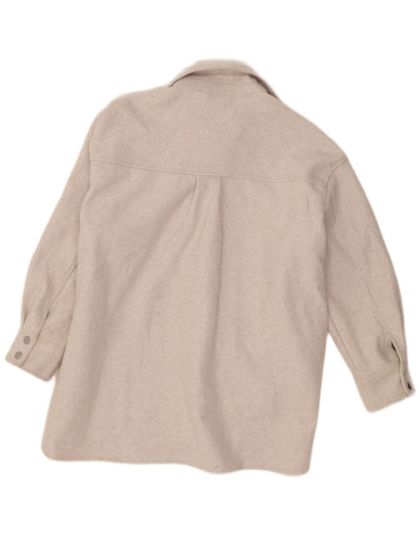 Zara Veste Shacket Femme UK 6 XS Beige Polyester