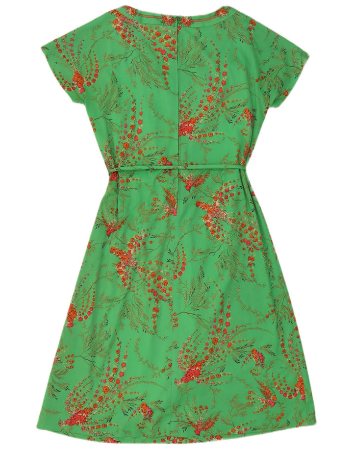 vintage Femme Robe A-Line EU 40 Polyester Floral Vert Moyen
