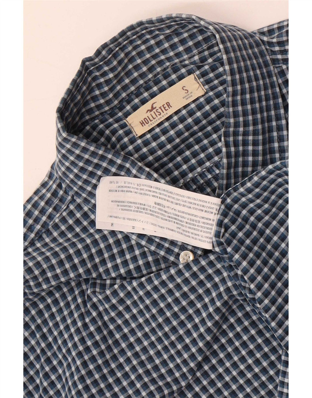 Hollister Chemise Homme Small Bleu Marine Vichy Coton