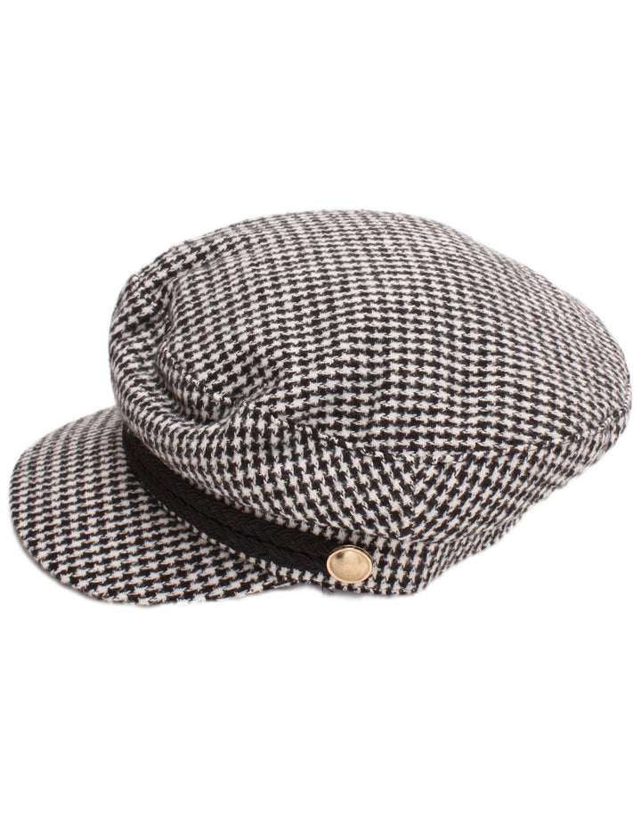 Zara Femme Casquette Newsboy Petit Pied De Poule Noir