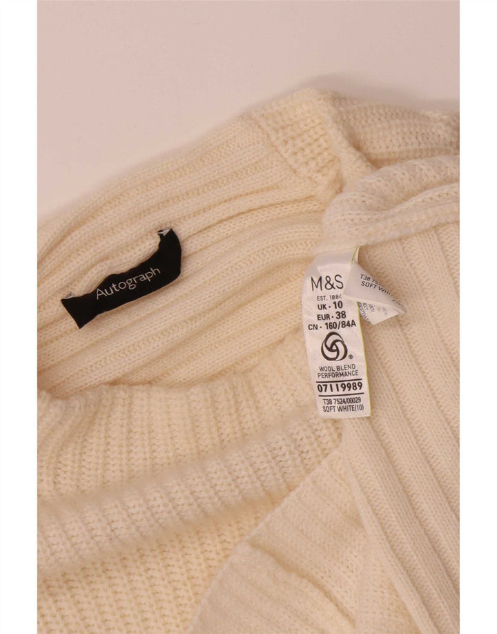 Marks & Spencer Pull à col roulé pour femme UK 10 Small Blanc cassé