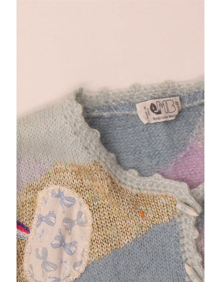 vintage Womens Cardigan Sweater UK 14 Moyen Multicolore Nouveauté