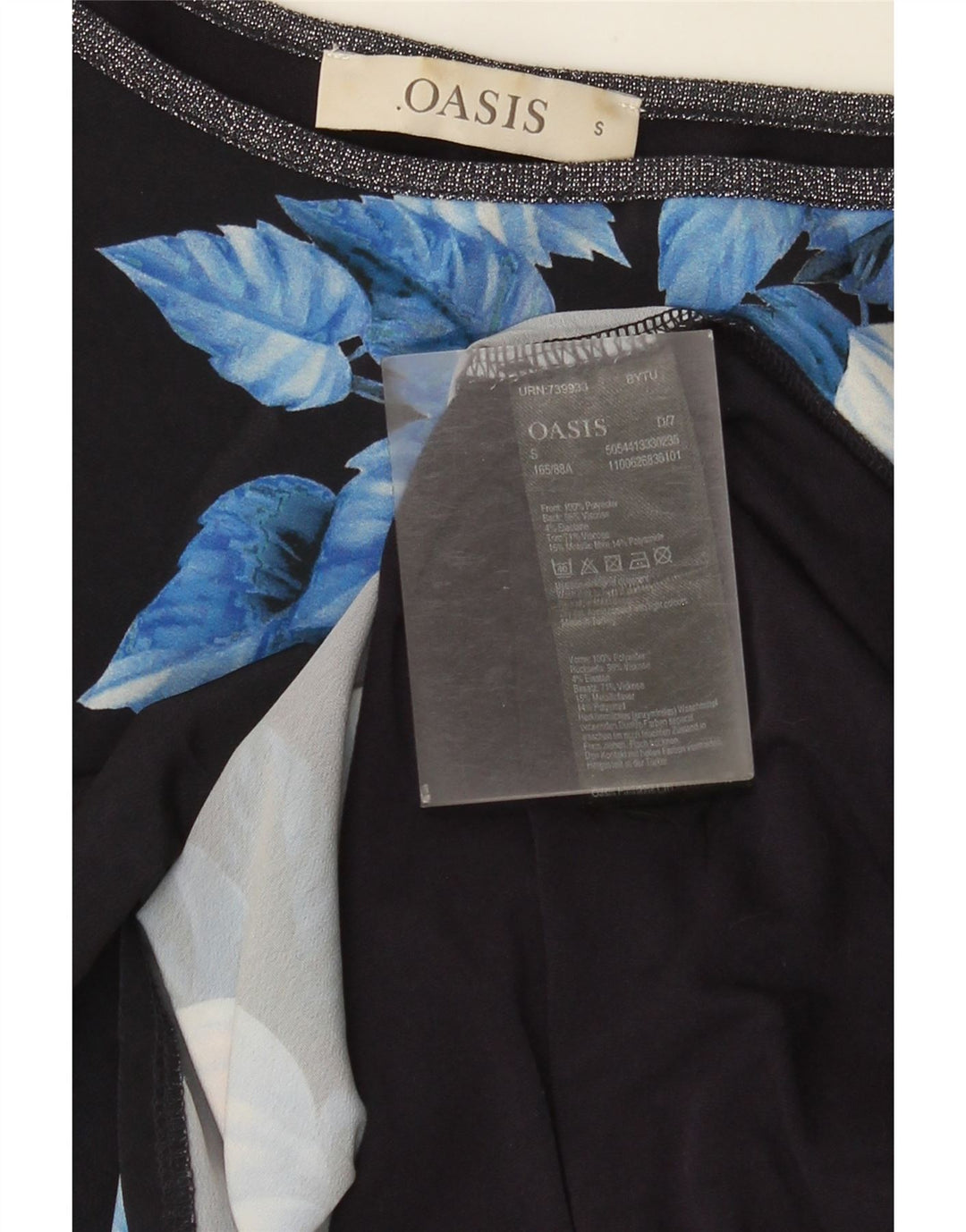 Oasis Chemisier Femme Haut UK 10 Petit Bleu Marine Floral Polyester