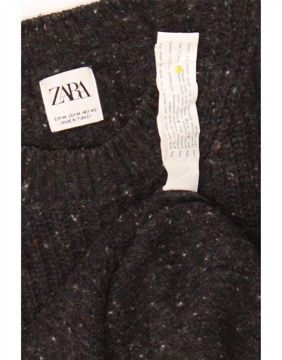 Zara Pull à col rond en laine mouchetée gris moyen pour homme